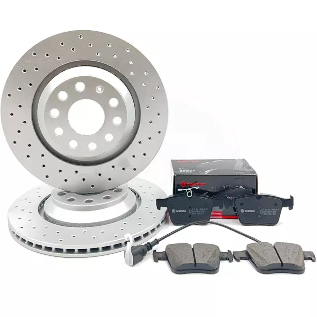 FOR AUDI RS3 RSQ3 RS Q3 REAR CROSS DRILLED BRAKE DISCS BREMBO PADS 310mm
