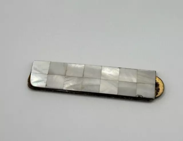 1930s Art Deco Folding Comb, Tortoise Plastic Mother of Pearl & Brass Handle JCS
