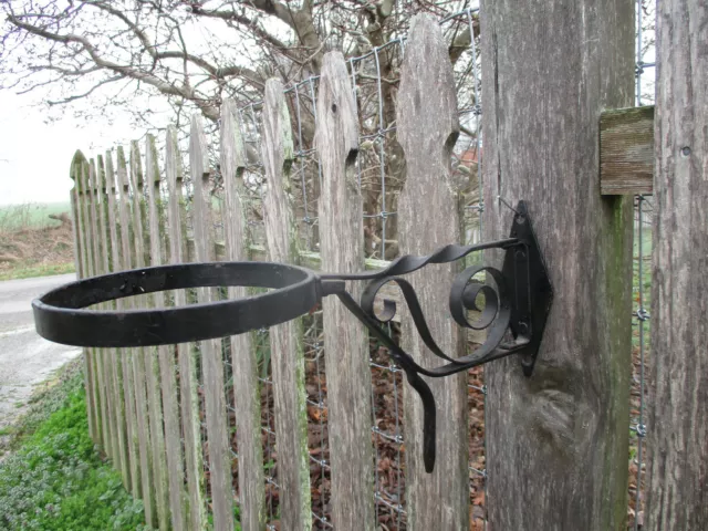 Nice Well Made Old Wrought Iron Garden Wall Hanger For Planter, Sturdy