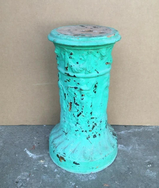 Antique Terracotta Garden Planter Stand Shabby Tale Blue VTG Chic Old 417-22B