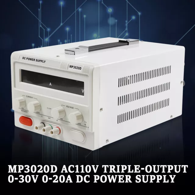 Hand-held Lab DC Bench Power Supply Variable Switch-Mode Adjustable 0-30V 0-20A