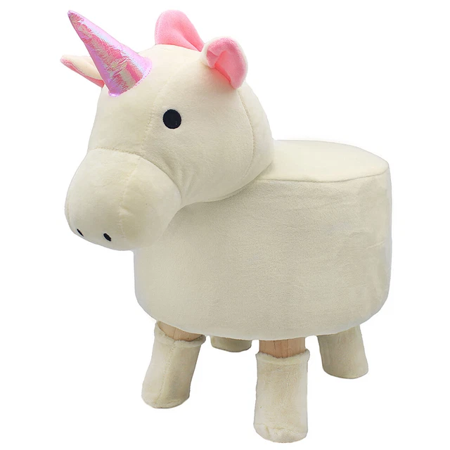 Poufe animale unicorno poufe legno poggiapiedi sedia bambini bambino cuscino sedile imbottito