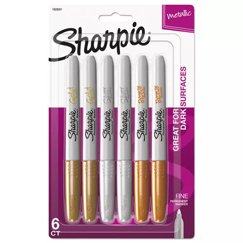 Sharpie Metallic Fine Point Permanent Markers, Fine Bullet Tip, Gold-Silver-Bron