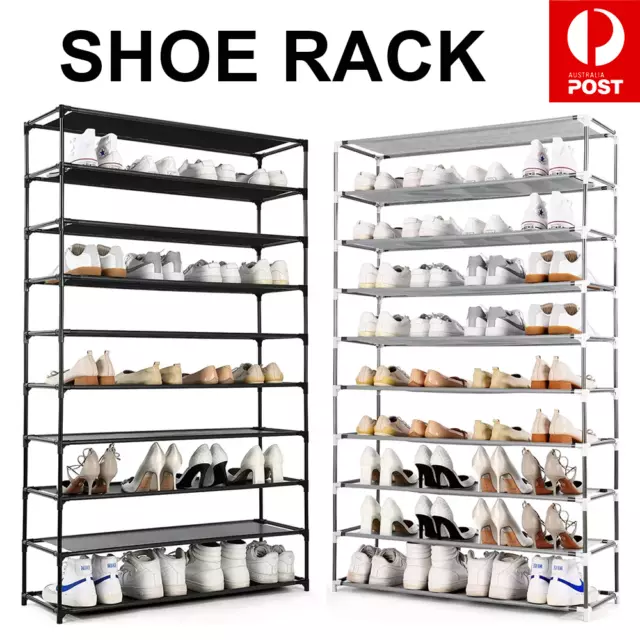 Shoe Rack 10Tier Shelves Shoes Cabinet Storage 50Pairs Steel Stand Organiser AU