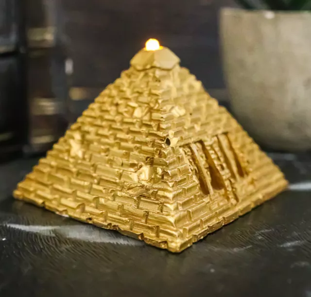 Egyptian Small 1.5" Tall Pyramid Egypt Mini Figurine Statue w/ LED Lighted Tip