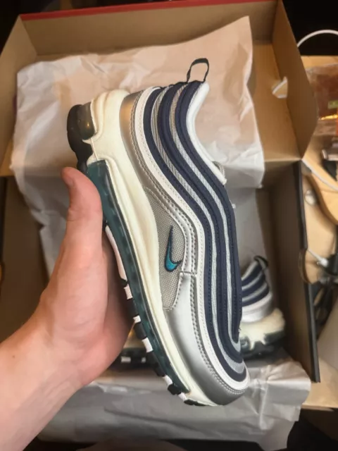 Nike Air Max 97 OG Metallic Silver Blue Uk 5 5.5 6.5 7 - NEW - SENT NEXT DAY