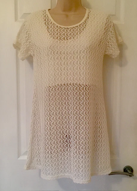TOPSHOP SUMMER BEACH Holiday Top/Mini Dress Cream IVORY Lacy Knit Size S/M  White 8.87 - PicClick UK