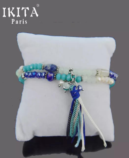 Bracelet Set Ikita Paris Kristall-Perlen Facette 4mm Perles de Pierre Précieuse