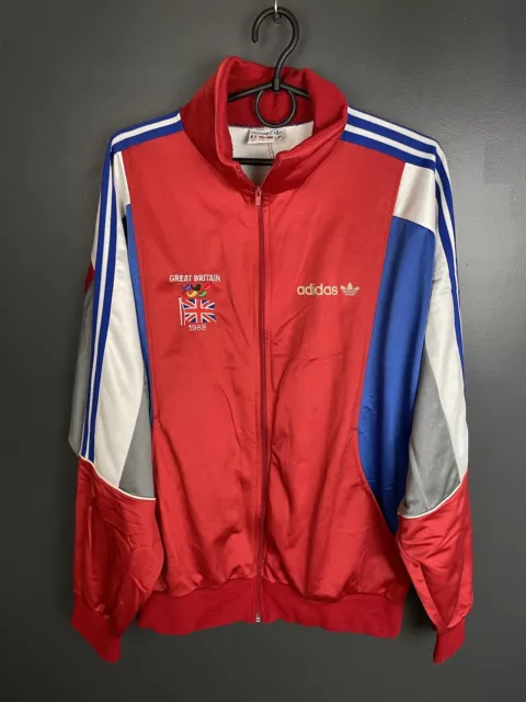 Vintage Great Britian 1988 Adidas Ventex Olympic Games Jacket Red Size L Adult