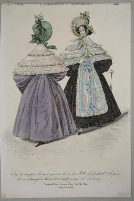 J. NARGEOT (19.Jhd), Pariser Damenmode, um 1834, Stahlstich Romantik Mode