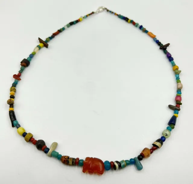 Burmese South East Asian Antiquities Glass Agate Old Beads Pendant Necklace