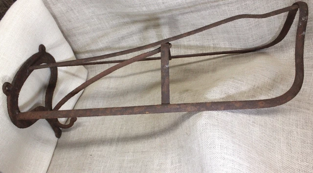 Old Saddle rack holder reversed bracket rustic iron English style rust barn find 3