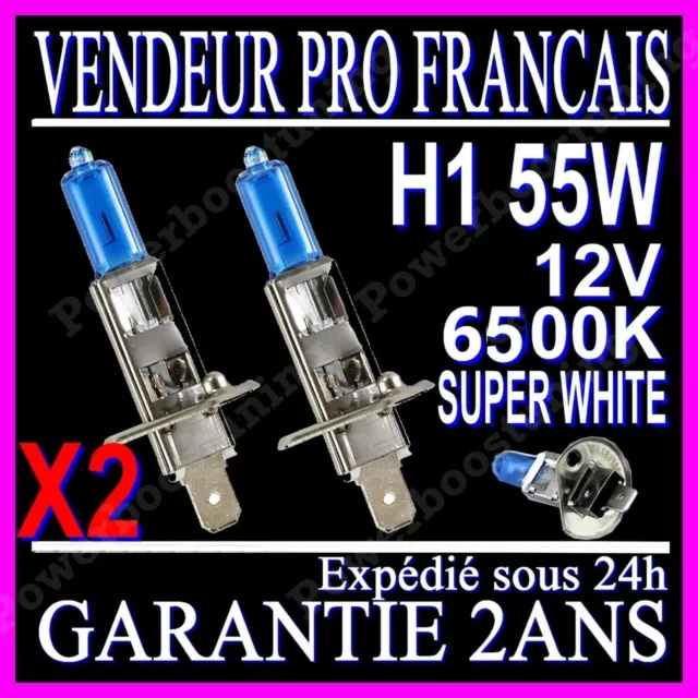 2 Ampoules H1 55W 6500K 12V Paire Lampe Halogene Feu Phare Xenon Gaz Super White
