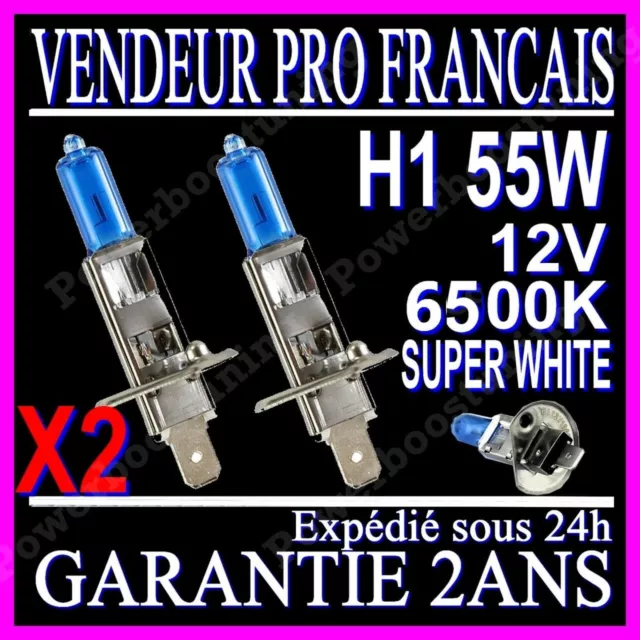 Kit De 2 Ampoule H1 55W 6500K 12V Paire Lampe Halogene Feu Xenon Gaz Super White