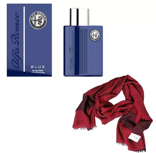 Profumo Uomo Alfa Romeo Blue Edt 125ml Set Sciarpa Regalo Originale Campioncini