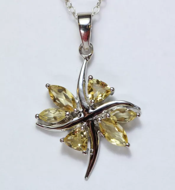 Exclusif 2,38 Carat Citrine Pendentif 925 Argent Collier Chaîne Citrinanhänger