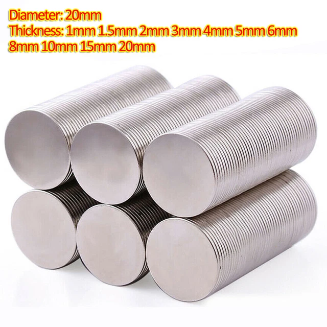 Round N35 Magnets Dia 20mm Thick 1mm-20mm Rare Earth Strong Craft Magnet