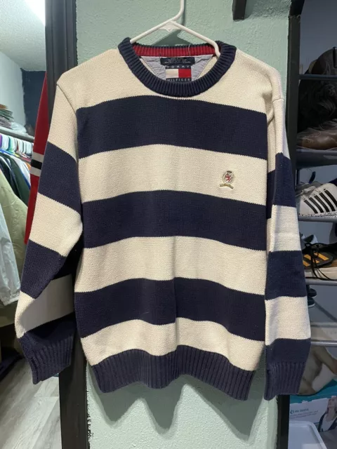 VTG TOMMY HILFIGER Sweater Mens Small Golf Knit Long Sleeve Pullover