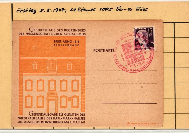 Französische Zone Rheinland-Pfalz 5 auf Postkarte #IS022