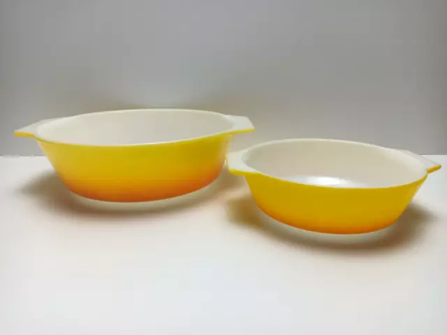 Vintage Pyrex Glass Bowls - Cooking / Mixing - JAJ - Made In England - Sunrise