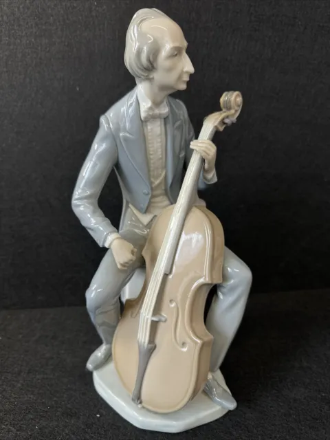 Lladro Cellist Man Cello Figurine #11 (Missing bow) 13” Tall Rare t2397a