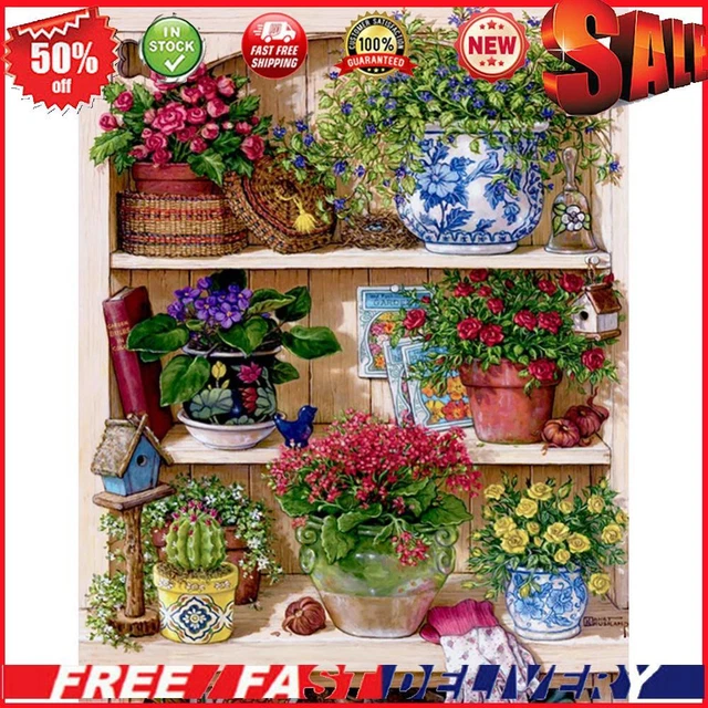 Painting By Numbers Kit DIY Flower Rack Canvas Oil Art Picture Home Wall Decor