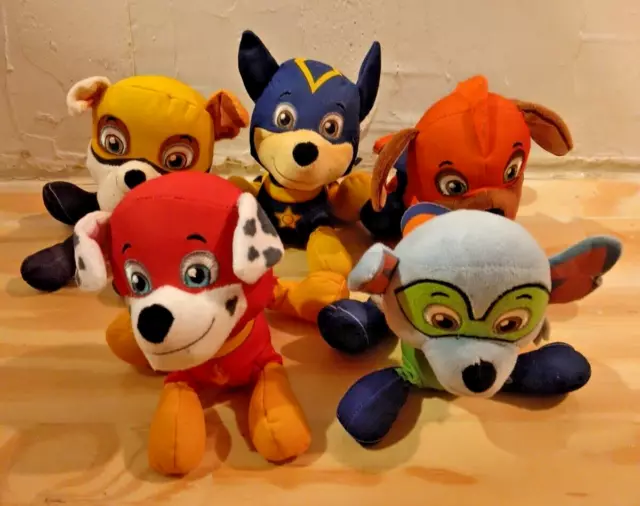 Lot of 5 Paw Patrol Plush Stuffed Toys Puppy Chase Marshall Zuma Rocky Rubble