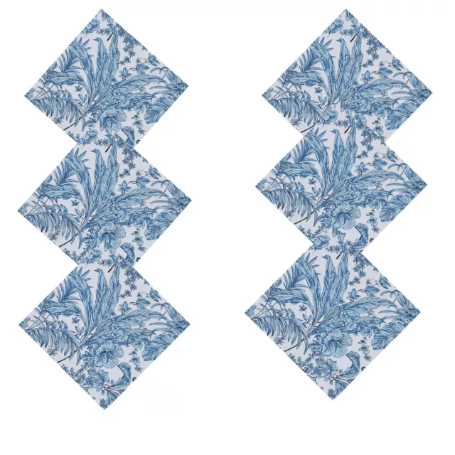 Indien Blanc Bleu Floral Imprimé 100% Coton Voile Tissu Dîner Serviette De 48 PC