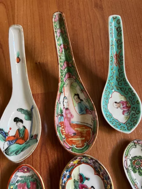 6 PC CHINESE Famille Rose Soup Spoons $51.56 - PicClick
