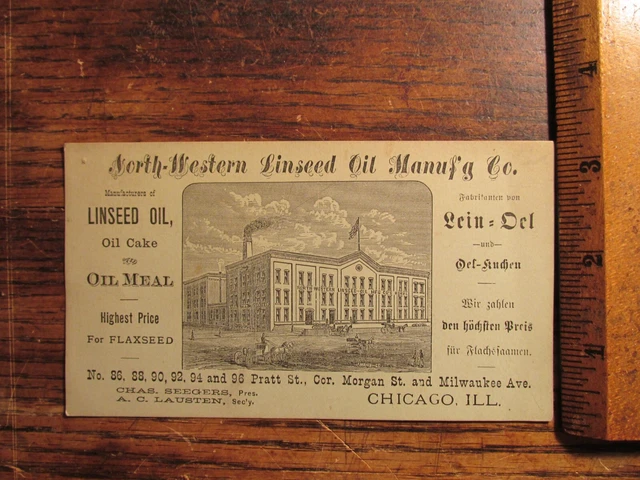 Antique Ephemera Trade Card North Western Linseed Oil Mfg Co Chicago IL
