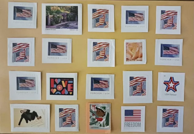 20 USPS Forever Stamps hinged