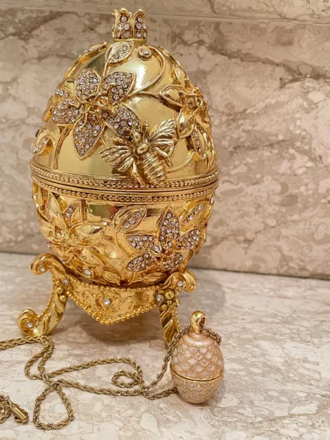 Imperial Faberge Eggs TrinketBox 24kGOLD FabergeJewellerySET GiftForHer