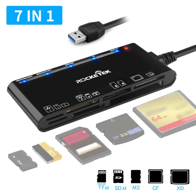 7-in-1 Speicherkartenleser – Mit Lightning, USB-C & USB 3.0 Für IPhone, Android, PC (SD, MicroSD, CF, …)