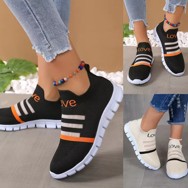 Womens Running Trainers Ladies Sneakers Slip On Walking Gym Comfy Fashion Shoes