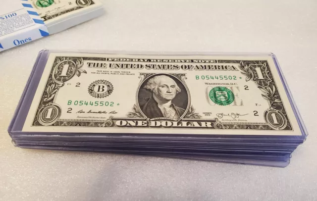 2013 B $1 One Dollar Duplicate Star Error Note Serial Number, Fresh GEM UNC NOTE