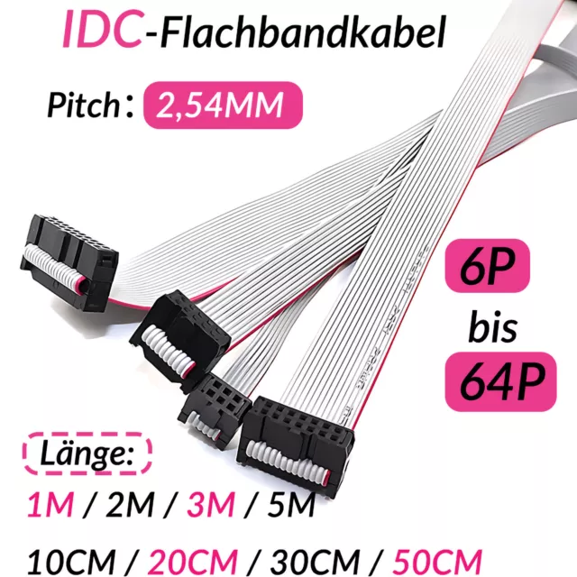 IDC 6 - 64 Polig Verbindungskabel Länge 10CM-5M Buchse Flachbandkabel Kabel AVR