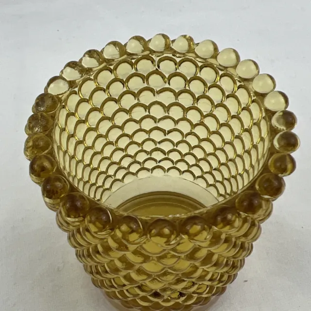 Amber Glass Hobnail Tea Light Votive Cup Candle 2.5" Toothpick Holder  USA Made 2
