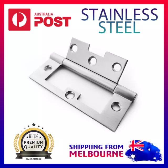 Stainless Steel Non Mortise Door Hinge 100mm x 61mm x 2mm Fixed Pin Furniture AU