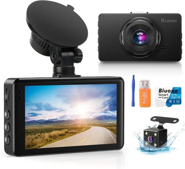 📹 WOW! 1080P FHD DUAL 3" DASHCAM! Built-In G-Sensor, HD Nightvision, 32GB +MORE