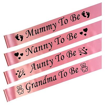 PINK BABY SHOWER SASHES, Mummy, Nanny, Aunty & Grandma To Be,Girl party sash XX