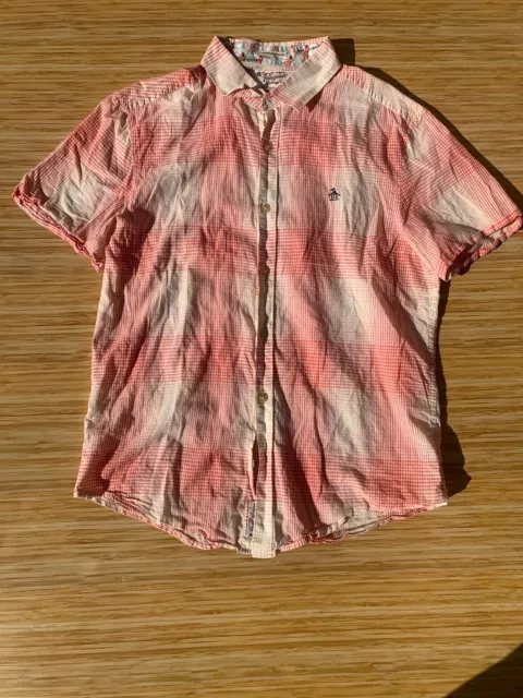 Men's Penguin by Munsingwear S/S Shirt Heritage Slim Fit Med Coral Lightw