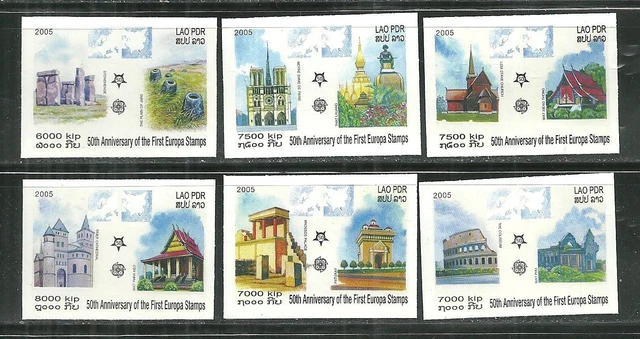 Laos 1668-73 Imperf Famous Arcitecture Scv 12.50