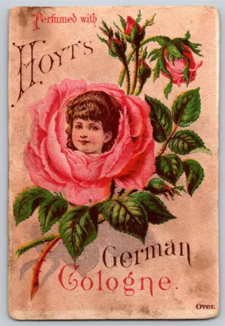 Rose w/ Woman's Inset Face Hoyt's German Cologne Victorian Trade Card