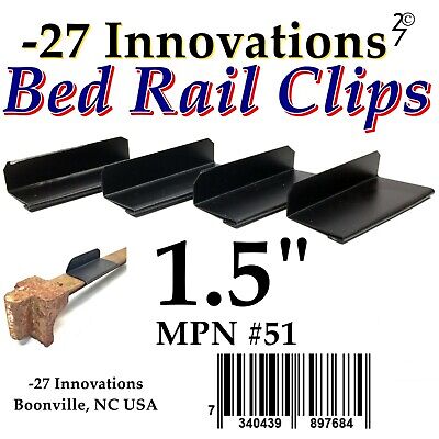 4 CLIPS Antique Flat Top Rail Iron Bed-Box Spring/Mattress CONVERSION KIT 1.5"