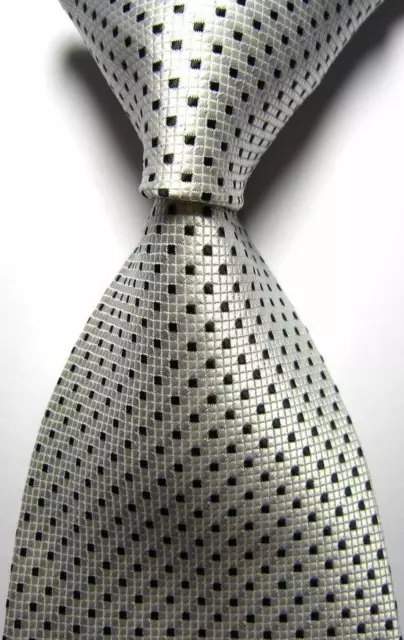 Hot! Classic Checks White Black JACQUARD WOVEN 100% Silk Men's Tie Necktie