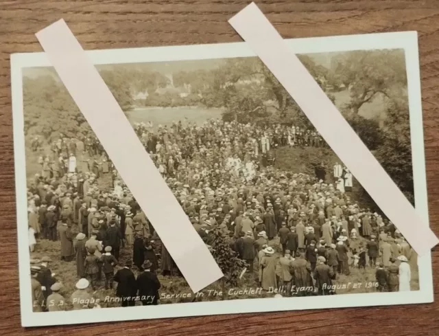 Derbyshire Anniversary Plague Service-Cucklett Dell, Eyam. Aug 1916-RP Postcard