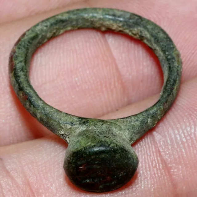 PERFECT-Byzantine Bronze SEAL STAMP Ring Circa 1200-1400 AD 3