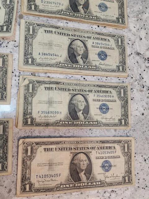 LOT $1 Silver Certificate 1935 A C D E F G & 2 Star Notes plus 1 $1 RED SEAL '63 7