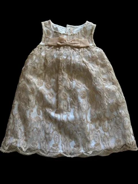 polly flinders 12-18 Month White With Gold Overall Party Dress