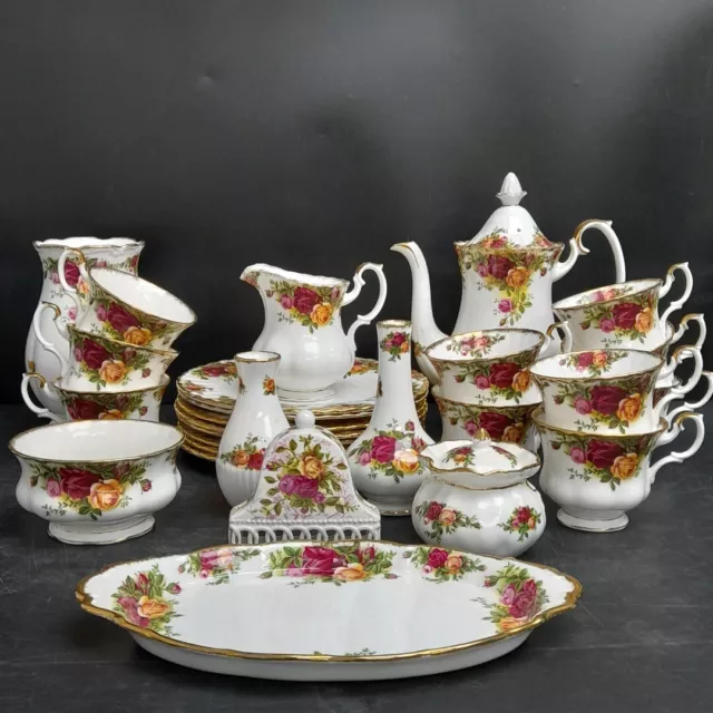 Royal Albert Old Country Roses Tea Set Bundle 27 Pieces Crockery Vase Clock -CP